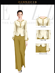 原創(chuàng)制服設計淺黃色女款水療會所咨客服裝款式圖428