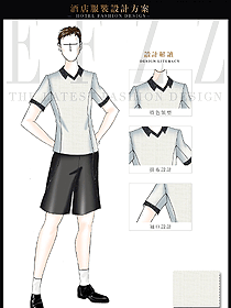 時尚淺藍色短袖男款水療會所服務員服裝款式圖223