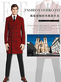 時尚棗紅色男職業裝大衣服裝款式圖109