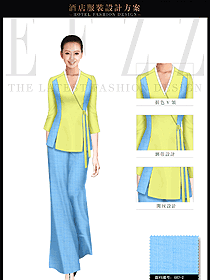 時尚淺黃色女款美容SPA會所服務(wù)生服裝款式圖622