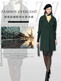 時尚墨綠色女職業(yè)裝大衣制服設(shè)計圖225