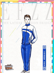 原創(chuàng)設(shè)計(jì)藍(lán)白條紋運(yùn)動(dòng)款學(xué)生服校服款式圖040