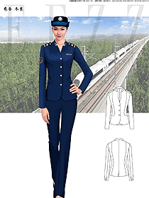 時尚深藍色女款乘務員冬裝服裝款式圖176
