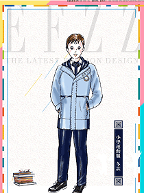 時尚淺藍色款學生服校服款式設計圖042