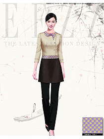 時尚淺灰色女款民族特色酒店服裝款式設計圖201