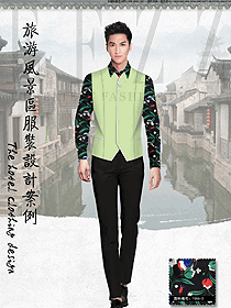 時尚草綠色男款西餐服務員制服設計圖1292