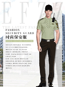 時尚豆綠色男款短袖保安服制服設計圖355