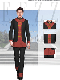 時尚長袖男款民族特色酒店制服設計圖228