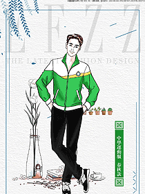 時尚綠色男款學生服校服款式設計圖052
