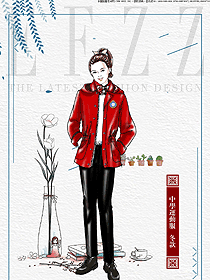 原創設計紅色長袖女款學生服校服款式圖053