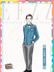 時(shí)尚淺藍(lán)色男款學(xué)生服校服款式設(shè)計(jì)圖058