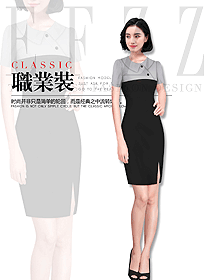 黑色短袖連衣裙款專賣店營業(yè)員服裝款式圖1591