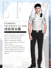白色男款短袖保安服制服設計圖363