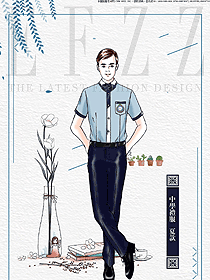 原創設計淺藍色短袖男款學生服校服款式圖068