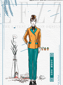 時尚淺黃色女款學生服校服款式設(shè)計圖069