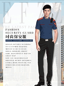 新款藏藍色男款短袖保安服款式設計圖368