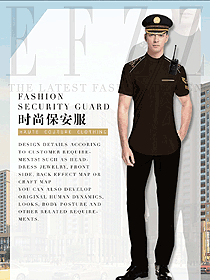 深咖啡色男款短袖保安服設計圖369