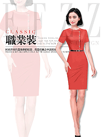 原創制服設計短袖連衣裙款專賣店營業員服裝款式圖1602