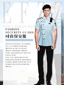 新款淺藍色男款短袖保安服款式設計圖374