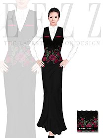 時(shí)尚黑色長(zhǎng)裙款西餐服務(wù)員服裝款式圖894