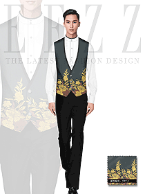 原創(chuàng)制服設(shè)計男款馬甲款西餐服務(wù)員服裝款式圖891