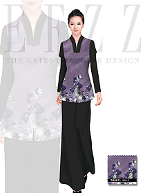 新款淺紫色女款中餐服務員服裝設計圖1683