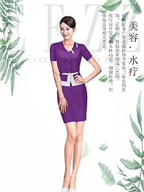 時尚紫色女款總臺收銀接待制服設計圖424
