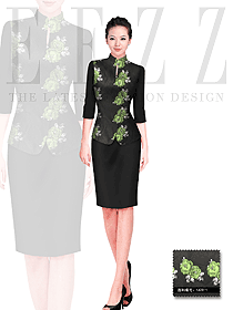 新款長(zhǎng)袖女款中餐服務(wù)員服裝設(shè)計(jì)圖1625