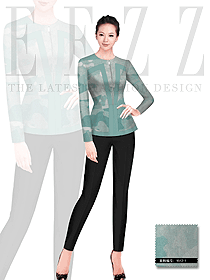 原創(chuàng)制服設(shè)計淺藍色女款專賣店營業(yè)員服裝款式圖1395