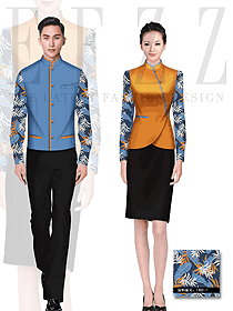 時尚長袖男女款中餐傳菜員制服設計圖141