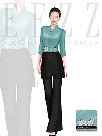 原創(chuàng)制服設(shè)計(jì)女款中餐服務(wù)員服裝款式圖1643