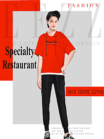 原創設計女款短袖紅色快餐廳服務員服裝款式圖272