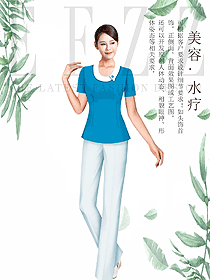 時尚短袖女款按摩技師服款式設計圖1461