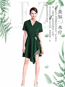 時尚墨綠色女款按摩技師服款式設計圖1464