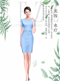新款淺藍色短袖女款按摩技師服款式設計圖1468