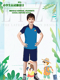 藍色短袖男款學生服校服款式設計圖096