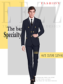 臧藍色韓版男職業裝西服制服設計圖449