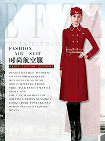 新款紅色女款大衣空姐制服款式效果圖812