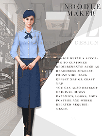 新款淺藍色女款西餐服務員服裝款式圖1330