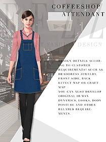 新款粉紫色女款快餐廳服務員制服設計圖309