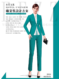 原創(chuàng)制服設計女秋冬職業(yè)裝款式效果圖1588