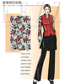 新款女款中餐服務員制服款式設計圖2032