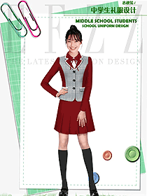 新款紅色長袖女款學生服校服款式設計圖118