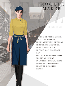 時(shí)尚女款快餐廳服務(wù)員服裝款式設(shè)計(jì)圖318