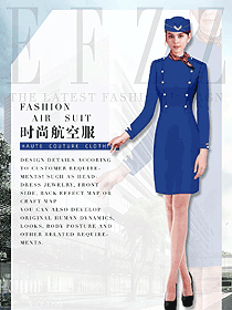 新款藍色空姐制服款式效果圖824