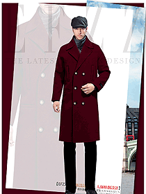 棗紅色男職業(yè)裝大衣服裝款式圖116