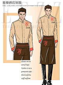 大師手繪時尚男款廚師服款式設計圖470