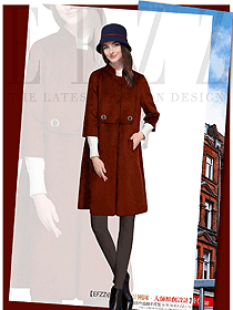 時(shí)尚暗紅色女職業(yè)裝大衣服裝款式效果圖244