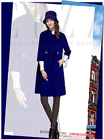 新款深藍色女職業裝大衣制服設計圖245