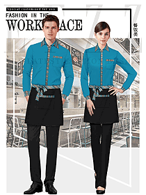 時尚男女款快餐廳服務員服裝款式設計圖336